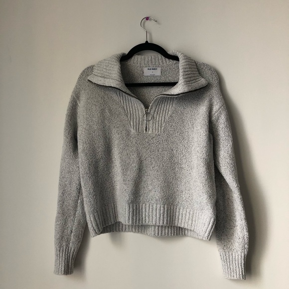 Grey long sleeve quarter zip sweater - Picture 1 of 2